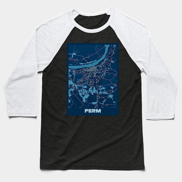 Perm - Russia Peace City Map Baseball T-Shirt by tienstencil